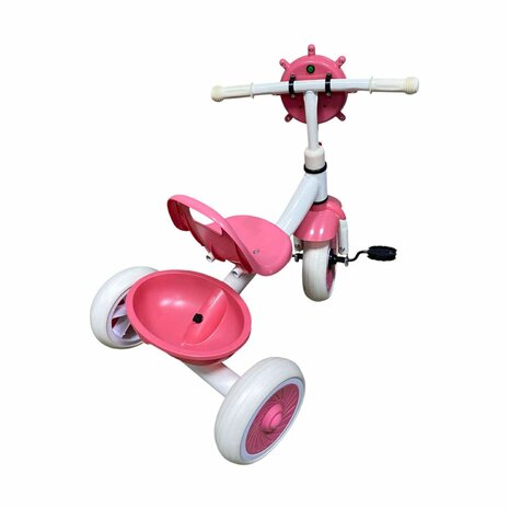 Driewieler kinderfiets - Roze - met pedalen - licht &amp; geluid 63 CM
