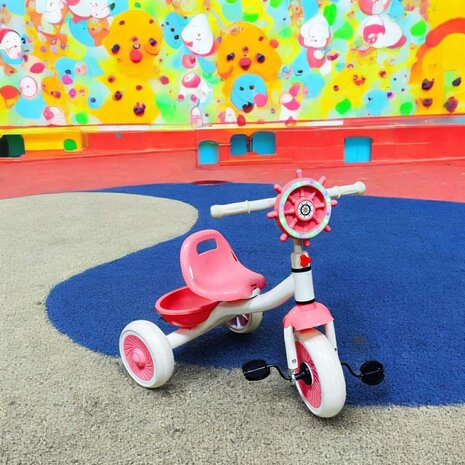 Driewieler kinderfiets - Roze - met pedalen - licht &amp; geluid 63 CM