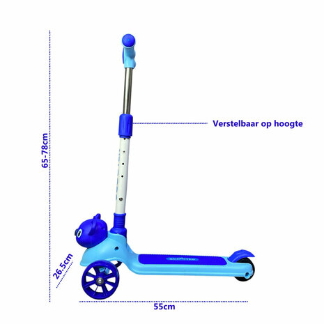Step - Kinderstep met 3 wielen - Koala - opvouwbaar - Kantelstep - Met Licht &amp; Muziek Blauw