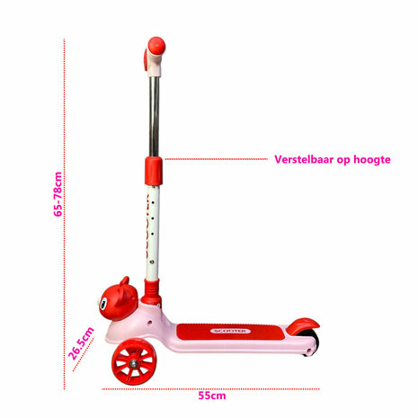Step - Kinderstep met 3 wielen - Koala - opvouwbaar - Kantelstep - Met Licht &amp; Muziek Roze