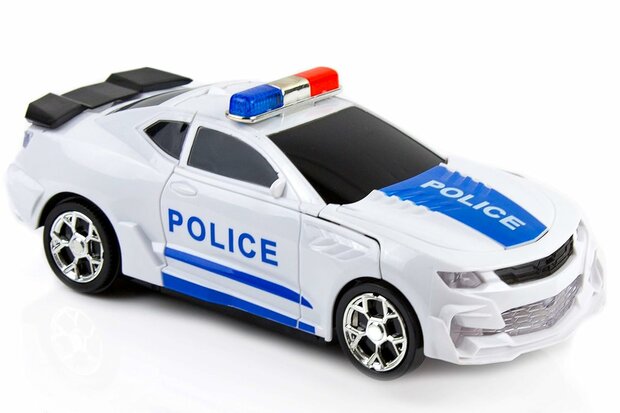 Robot Police Car 2 in 1 robot en auto transformer voertuig politie auto - led light and geluid 22CM