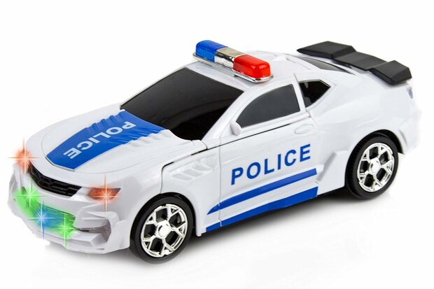 Robot Police Car 2 in 1 robot en auto transformer voertuig politie auto - led light and geluid 22CM