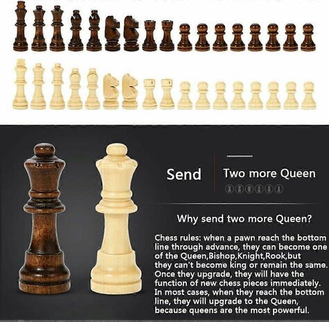 Schaak- en Dambord Magnetische - 39x39 - Inklapbare 2-in-1 Hout - Met ReisTas