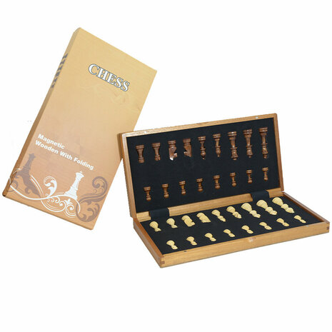 Schaakset van Rozenhout - Met Ge&iuml;ntegreerde Sluiting - Magnetische Schaakbord 38.8cm 