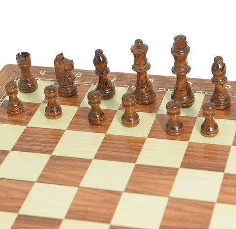 Schaakset van Rozenhout - Met Ge&iuml;ntegreerde Sluiting - Magnetische Schaakbord 38.8cm 