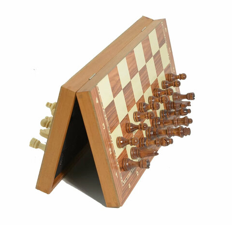 Schaakset van Rozenhout - Met Ge&iuml;ntegreerde Sluiting - Magnetische Schaakbord 38.8cm 