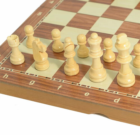 Schaakset van Rozenhout - Met Ge&iuml;ntegreerde Sluiting - Magnetische Schaakbord 38.8cm 