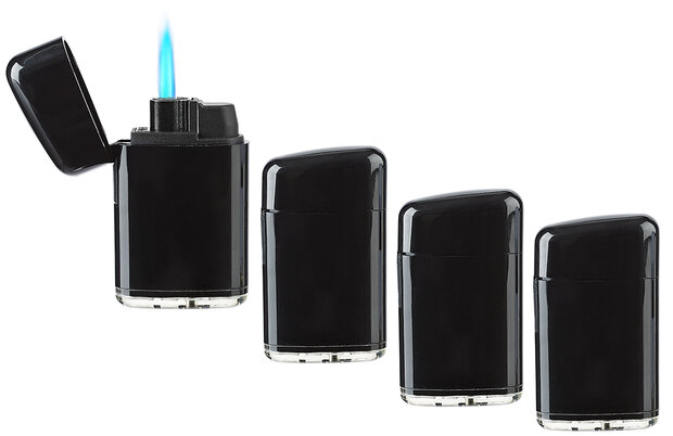 Turbo Wind Aanstekers - turbo vlam - 4 branders - Piano Black