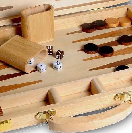 Backgammon Set -massief hout -  47,5 x 38 x 2,7 cm Set 'Classic Heritage'.