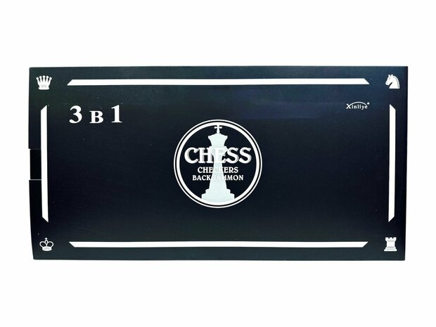 Backgammon - Dammen en Schaakbord- 3 in 1 set - 49X49CM - Hout - Opklapbaar bord