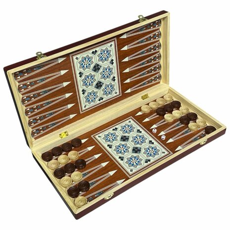 Backgammon - Dammen en Schaakbord- 3 in 1 set - 49X49CM - Hout - Opklapbaar bord