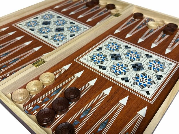 Backgammon - Dammen en Schaakbord- 3 in 1 set - 49X49CM - Hout - Opklapbaar bord