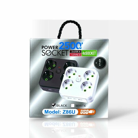 Multiprise, sans rallonge, avec 4 prises et 2 ports USB 1 Type-C (europ&eacute;en)