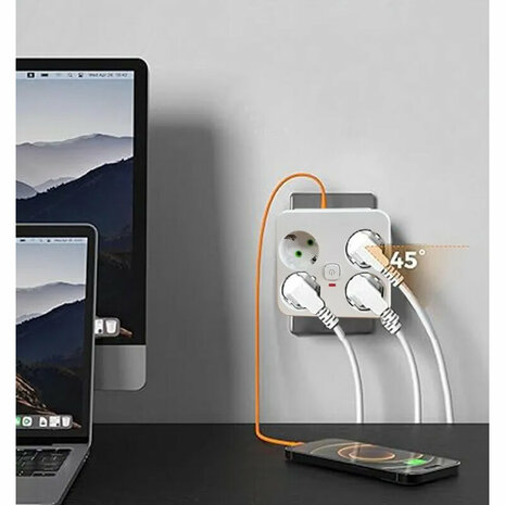 Multiprise, sans rallonge, avec 4 prises et 2 ports USB 1 Type-C (europ&eacute;en)