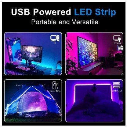 RGB LED MOOD LIGHT 5M - Usb - APP Control &amp; Afstandsbediening 