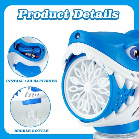 Bubble blowing toy - Bubble Gun Shark - USB rechargeable