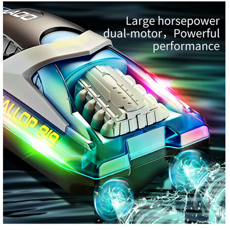 Gallop RC Speedboot &ndash; LED-verlichting, Hoge Snelheid - 2.4GHZ  Tornado boat Blue