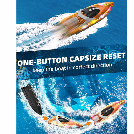 Gallop RC Speedboot &ndash; LED-verlichting, Hoge Snelheid - 2.4GHZ  Tornado boat Orange