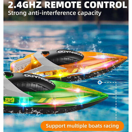 Gallop RC Speedboot &ndash; LED-verlichting, Hoge Snelheid - 2.4GHZ  Tornado boat Orange