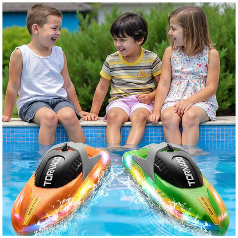 Gallop RC Speedboot &ndash; LED-verlichting, Hoge Snelheid - 2.4GHZ  Tornado boat Orange