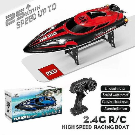 Speed Race Boat &ndash; HJ808 RC Speedboot met 2.4 GHz Afstandsbediening - Rood