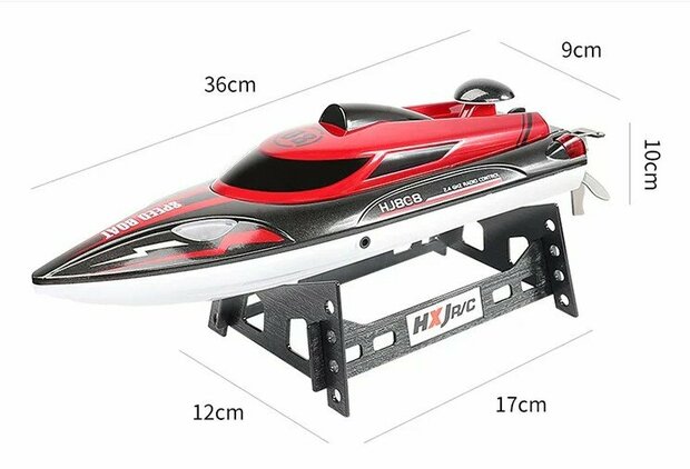 Speed Race Boat &ndash; HJ808 RC Speedboot met 2.4 GHz Afstandsbediening - Rood