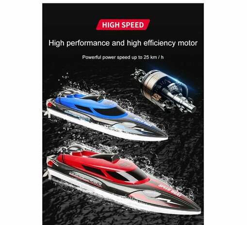 Speed Race Boat &ndash; HJ808 RC Speedboot met 2.4 GHz Afstandsbediening - Rood