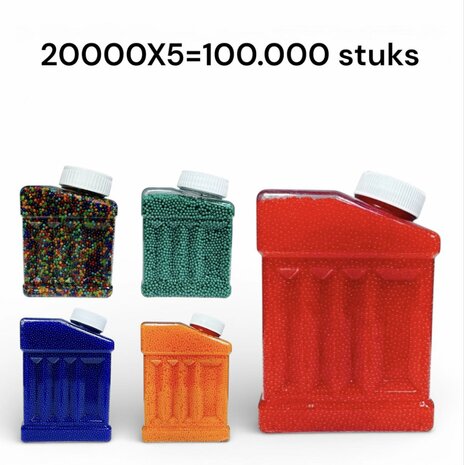Gelballetjes 5 X 20000 = 100.000 stuks ballen water balletjes 7-8mm mix