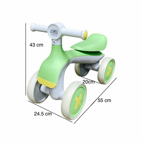 Loopfiets voor kinderen vanaf 1-3 jaar 4-Wheel Magic loopfiets - Muziek &amp; Lichtjes 55 cm
