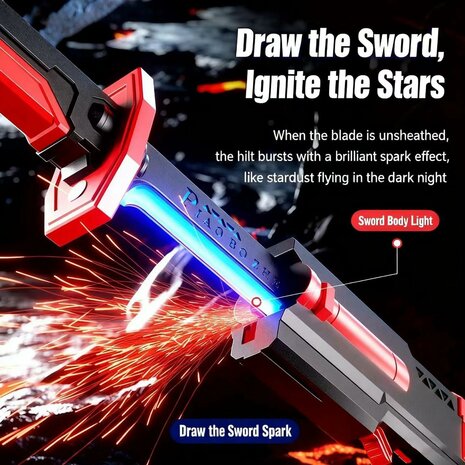 Dazzling Spray Sword &ndash; Katana Zwaard met LED-licht, Rook, Vonken en Geluid (70 cm)