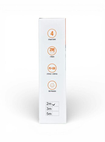 Universal power strip with 4 sockets and 3 USB inputs - 2 USB-C 20W + wireless mobile phone charger