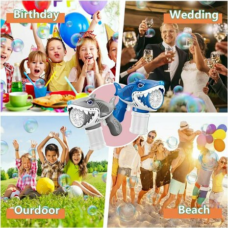 Bellenblaas speelgoed &ndash; Bubble Gun Shark &ndash; USB oplaadbaar &ndash; Combi Set (2 stuks)