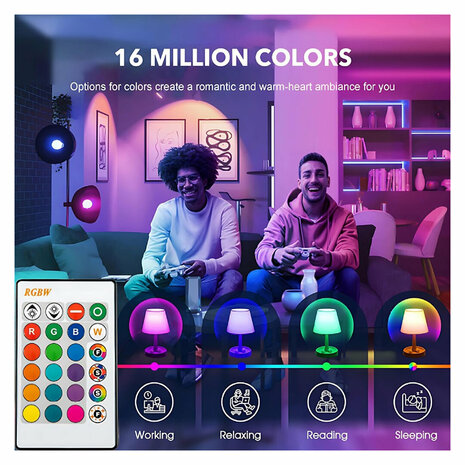 LED RGBW Kleurveranderende Lamp &ndash; E27 &ndash; 7W &ndash; met Afstandsbediening