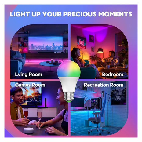 LED RGBW Kleurveranderende Lamp E27 15W met Afstandsbediening
