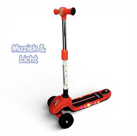 Kinderstep 3 Wielen - Scooter - Driewieler Step Opvouwbaar - Kantelstep - Met Licht &amp; Muziek S