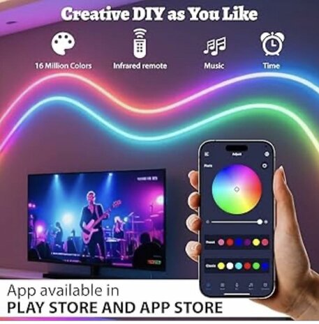 LED - Strip - Complete set - RGB Veelgebruikte kleurrijke RGB - Lichtstrip van 5 meter SMART