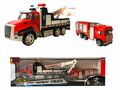 LKW Autotransporter + Feuerwehrauto Spielzeugset - Die Cast Fahrzeuge Geschenkpackung 2in1 - R&uuml;ckzugsantrieb