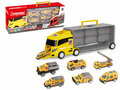 Truck transporter set - work vehicles - 6-piece set - truck case - 36.4 cm