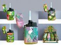 Jet Flame turbo lighters - wind lighter - 20 pieces in display - 360&deg; Flamingo print burners - soft touch