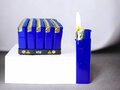 Feuerzeuge - Druckfeuerzeuge - nachf&uuml;llbar - Werbefeuerzeuge wei&szlig; 50 St&uuml;ck im Tray Blau