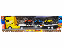 Super truck vrachtwagen - autotransporter met 3 mini auto's -maakt geluid en lichtjes op - 55CM