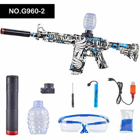 Gelblaster - Elektrische Geweer - M4 - Blauwe Graffiti - Complete Set - 75 cm