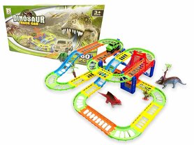 Dinosaurus Racebaan - Track set 60 stuks - inclusief dino's + auto en toebehoren