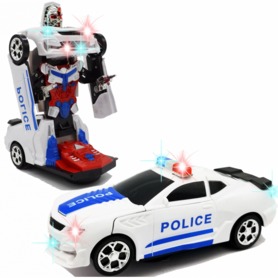 Robot Police Car 2 in 1 robot en auto transformer voertuig politie auto - led licht en geluid 22CM 