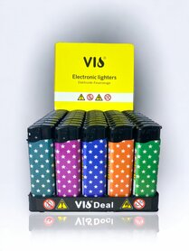 Elektrisches Klickfeuerzeug - 50 Stück - nachfüllbar - Sternenfarbdruck