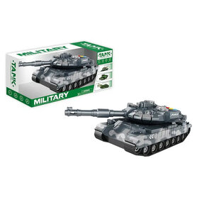 Warrior military speelgoed Tank - Licht en geluid - Frictie motor - Grijs