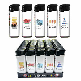 Elektrisches Feuerzeug mit Sommerdruck, nachfüllbar und verstellbar, 50 Stück