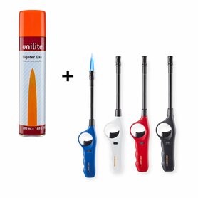 Turbo Gasbrander -  4 stuks + gasfies 300ml - lange BBQ gasaanstekers