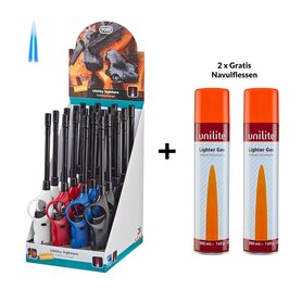 Turbo Gasaansteker - Gasbrander - 20 stuks + 2 gasflessen van 300ml - lange BBQ