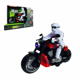 Race motorfiets speelgoed - met sirene en licht  - frictie aandrijving rood